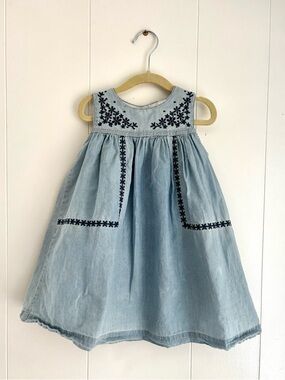Baby B’Gosh Cotton Light Blue Embroidered Girls Sun Dress Size 3T
